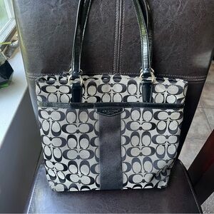 Coach Black and Gray Monogram Tote Bag
